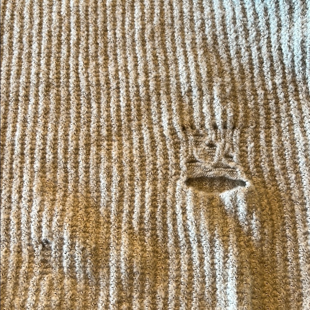 Kori Distressed Soft Grey Peekaboo Shoulder Sweater - Picture 2 of 7